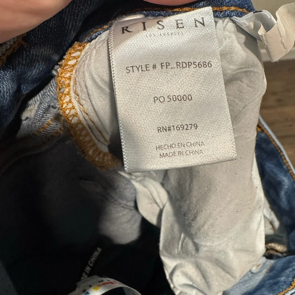 Risen x Freckled Poppy Straight Leg Distressed Cropped Jeans - Picture 4 of 5